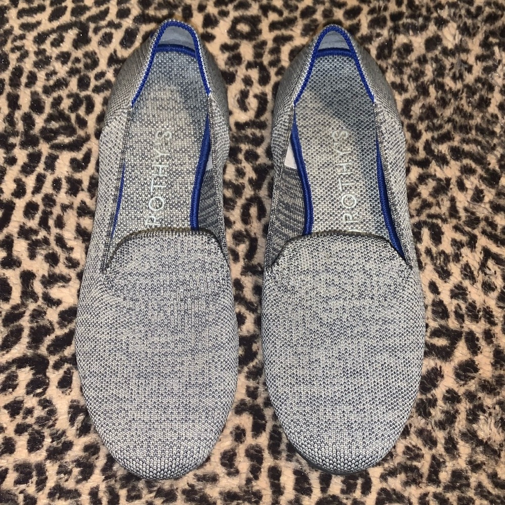 🎁Like New no box Rothy's The Loafer Blue/White Stripe Sporty Knit Flats- 8.5M